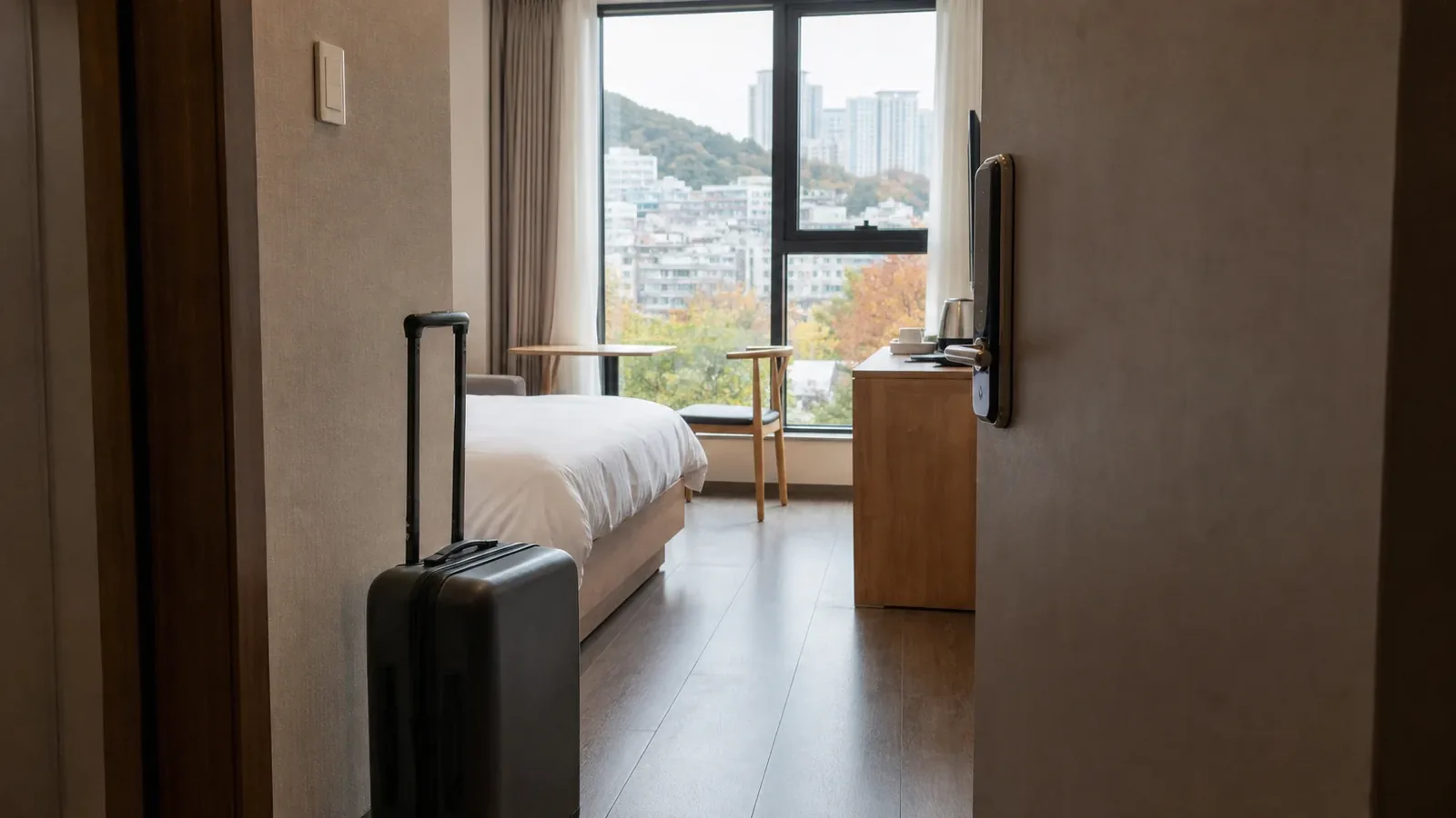 부산 지역 lodging 방문 전 확인사항을 소개하는 사실적인 참고 이미지