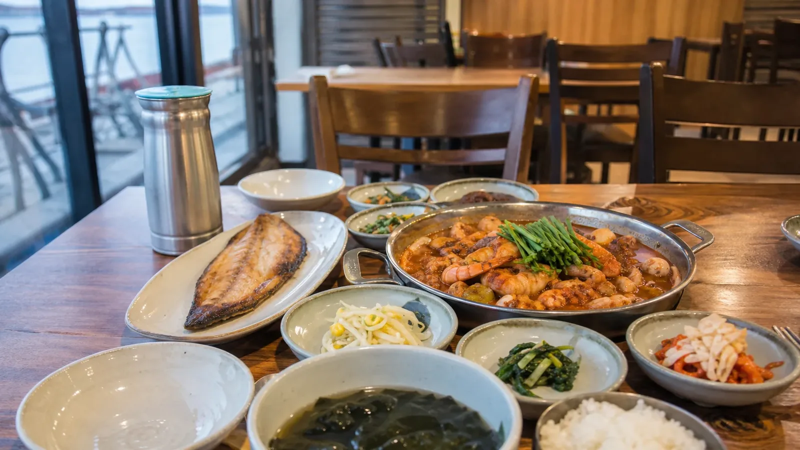 부산 지역 restaurant 방문 전 확인사항을 소개하는 사실적인 참고 이미지