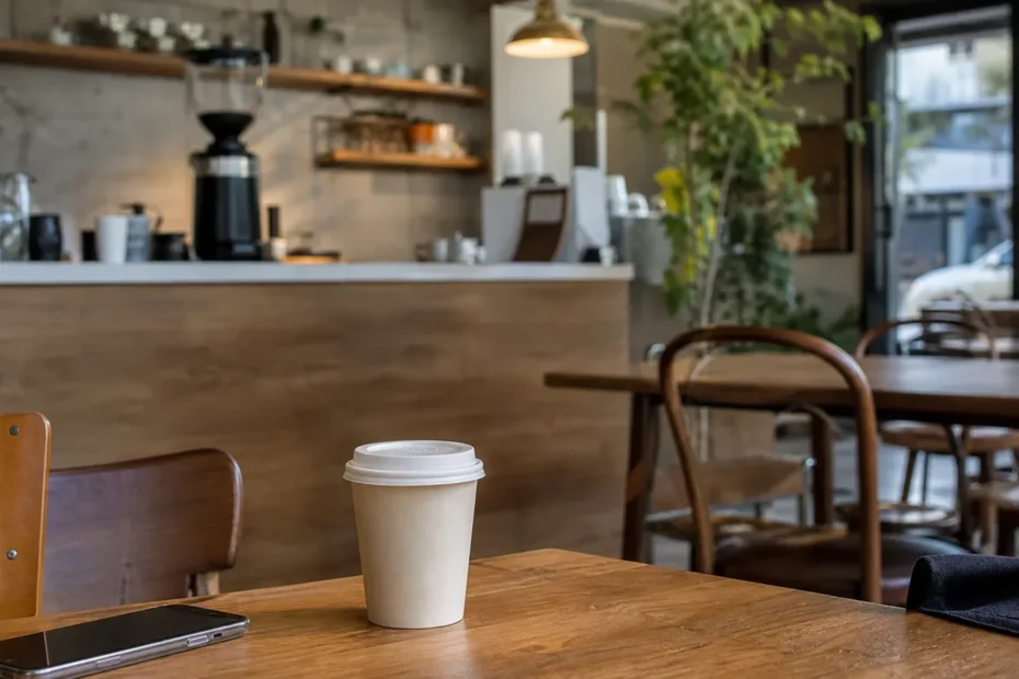 부산 지역 cafe 방문 전 확인사항을 소개하는 사실적인 참고 이미지